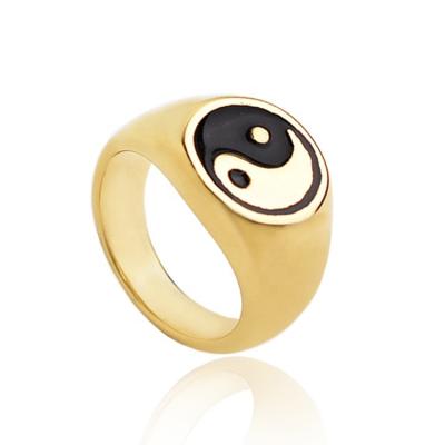 China YingYang Gold Plated Stainless Steel TaiChi YinYang Rings For Women Men for sale