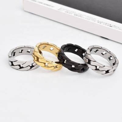 China Fashion Fashion Chain 18K Gold Plated Mens Stainless Steel Finger Rings for sale