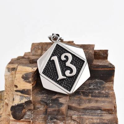 China TRENDY Vintage Lucky Number 13 Stainless Steel Pendant Necklace For Biker for sale