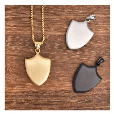 China FASHIONABLE Hiphop Cuban Shield Gold Plated Stainless Steel Pendant Necklaces For Men for sale