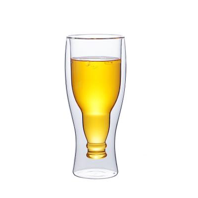 China Cheap Beer Glasses American Style New Arrival Hand Blown Glass World Beer Glass Mug Bottle Shaped Beer Glasses for sale