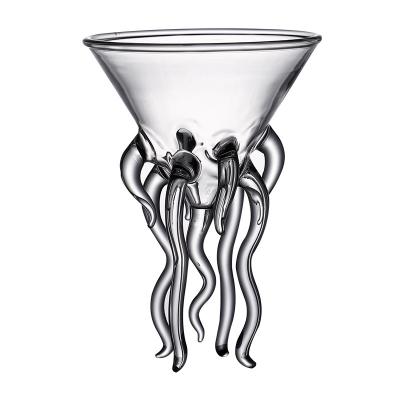 China Morden New Arrival Luxury Hand Blown Octopus Shaped Martini Glass Cheap Cocktail Glass for sale