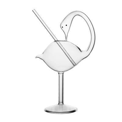 China Morden Statistical Luxury Creative Ready To Ship Cheap Hand Blown Swan Martini Cocktail Glass Cup for sale