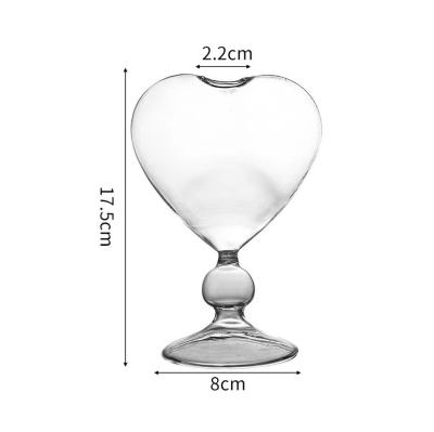 China Cute INS ready to ship handmade creative clear heart-shaped cocktail drinking glass for sale