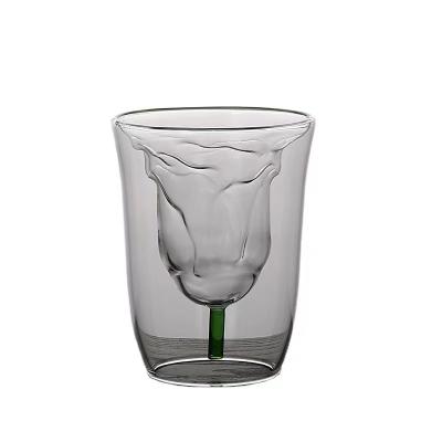 China Cute CIA Prepare to Ship Rose Shaped Cocktail Drinking Glass Clear Creative Handmade for sale