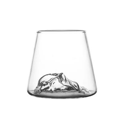 China Cartoon Central Statistics Institute Prepare To Ship Handmade Creative Clear Mountain Base Cocktail Drinking Glass for sale