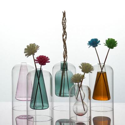 China INS Factory Price New Shape Solid Color Modern Different Glass Vase For Home Decoration for sale