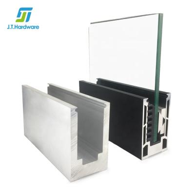 China U Channel Aluminum Glass Frameless Clamp Profile Metal Aluminum Railings Safety Repair Glass Balustrade for sale