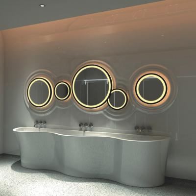 China JT Hotel Bathroom Stainless Steel Frame Wall Mounted Touch Screen Magnifying Light Led Mirror for sale