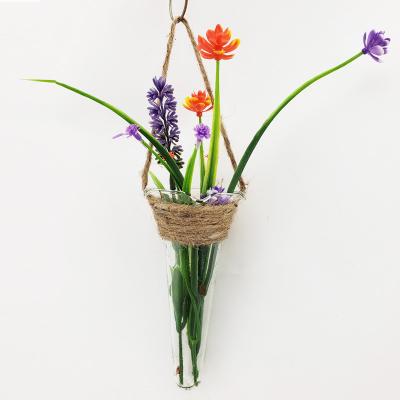 China Creative Hydroponic Vase Test Tube Flower Arrangement Bottle Home Decoration Hanging Transparent Hanging Glass Vase for sale