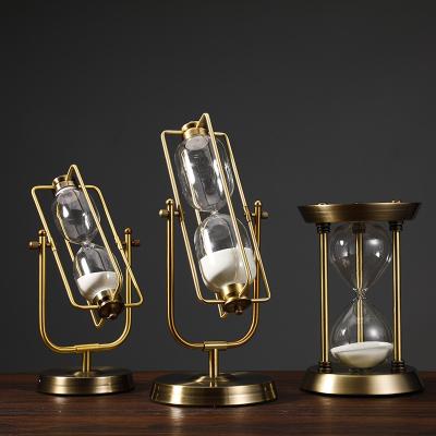 China Nordic Creative Hourglass Light Europe Metal Decoration Desk Shelf Decoration Luxury Handwork Hourglass Timer for sale