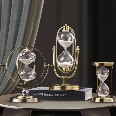 China Creative Personality Creative Decorative Living Room Ornaments Simple Europe Metal Crafts Hourglass Hourglass Timer Timer for sale