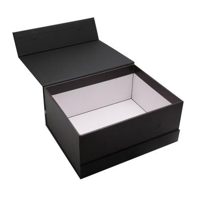 China Handmade Luxury Black Custom Design Book Form Magnetic Closure Gift Box Cardboard Packaging Clear Shoe Box for sale