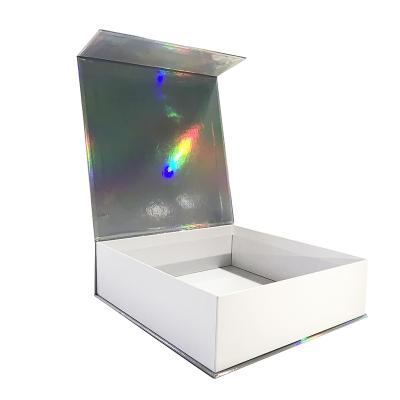 China Recyclable Custom Luxury Packaging Box Book Shape Holographic Magnetic Skin Care Gift Box for sale