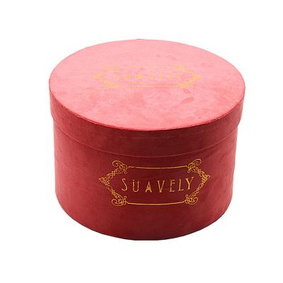 China Handmade direct manufacturer luxury round velvet pink box for sale