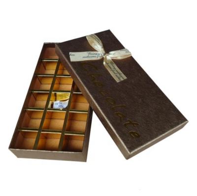 China Recyclable Top Quality Recycled Gold Paper Chocolate Packaging Gift Box With Ribbon for sale