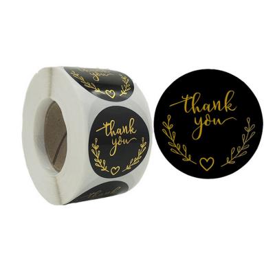 China Waterproof Custom Eco-friendly Seal Self Adhesive Gold Foil Thank You Sticker Label With Logo for sale