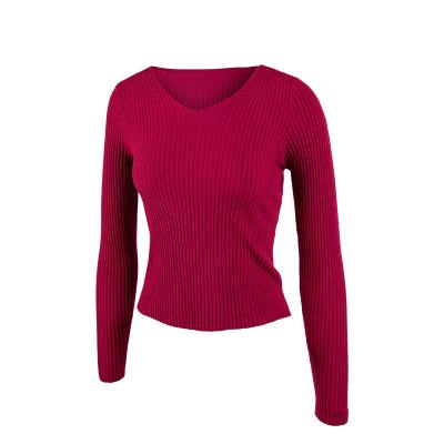 China High Quality Women's Anti-Wrinkle Oversized Long Sleeve V-Neck Solid Color Knit Pullover Sweater Tops for sale