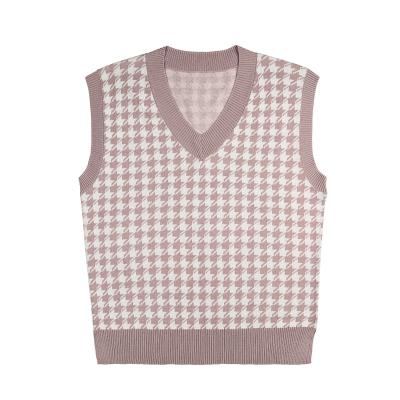 China Wholesale Anti-wrinkle soft touch casual V-neck sleeveless spring and Autumn Knit Pullover Top Woman sweater for sale