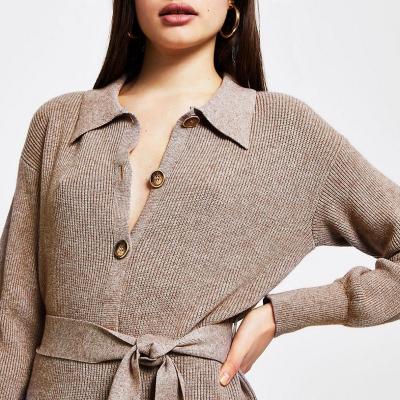 China Anti-wrinkle Cashmere Loose Sweaters Polo Collar Retro Long Cardigan Fleece Cashmere Casual Dress for sale