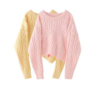 China 2022 Anti-wrinkle fashion women knitting casual sweater pullover vintage leisure acrylic knitwear for women for sale