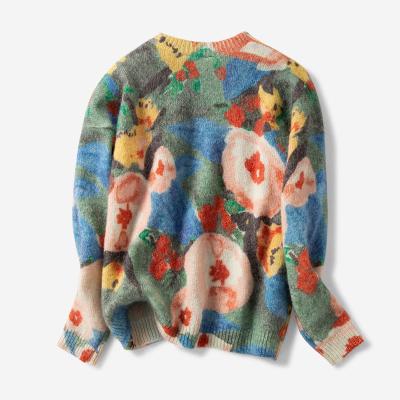 China 2022 Anti-wrinkle fashion women knitting sweater Korean style casual pullover acrylic tie-dyed leisure knitwear for women for sale