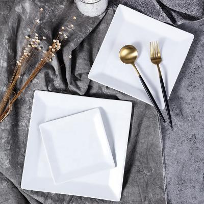 China Sustainable Square White Ceramic Dinnerware Plates Sets for sale