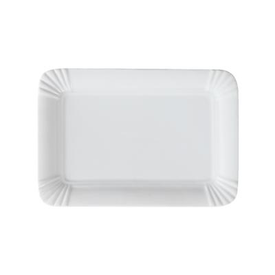 China Viable factory direct hotel restaurant widely used in plain embossed design 10.5 inch long white porcelain dish for sale