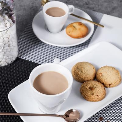 China Restaurant Sustainable Use White Ceramic Afternoon Tea Cup Saucers Sets for sale