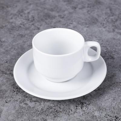 China Sustainable Hotel And Restaurant Use White Ceramic Coffee Tea Cups And Saucers Sets for sale