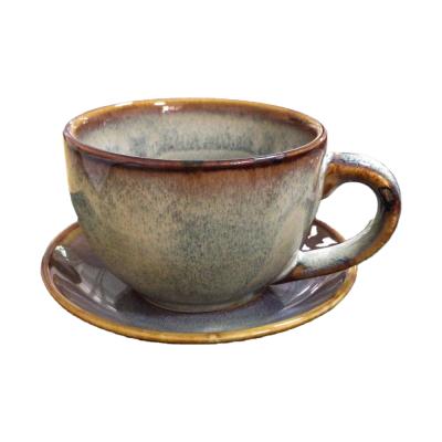 China Sustainable Coffee Use Fambe Gradient Color Coffee Tea Cup And Saucer for sale