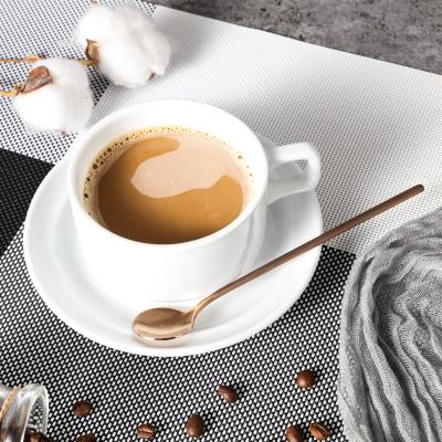 China Restaurant Sustainable Use White Ceramic Coffee Tea Cups And Saucers Sets for sale