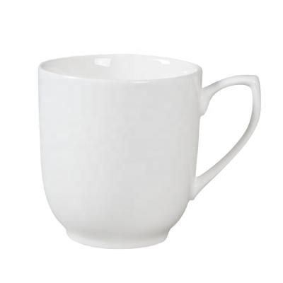 China Viable Porcelain Mug 3.25 Inch Shape 10oz Capacity Ceramic White Decal Print Cup Popular Cup With Handle for sale