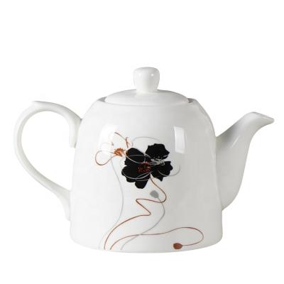 China Ceramic Afternoon Tea Sustainable Use Classic Round Shaped 850ml Teapot With Powerful Handle Accepted Color Pull Decor Customization for sale