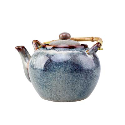 China Viable Wholesale Hot Popular Round Color Glazed Ceramic Tableware Manufacturing Sale Stoneware Teapot for sale