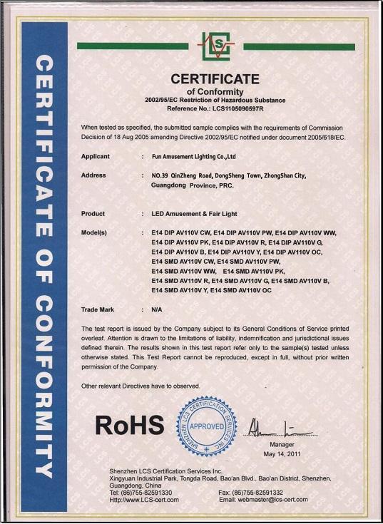 RoHS - Zhongshan Fun Amusement Lighting Co., Ltd.