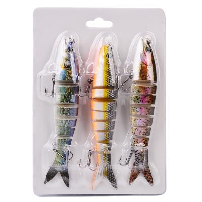 China PVC Plastic 13cm 19g Artificial Bass Fish Lure Swimbait 8 Segmented Multi Jointed Hard Fishing Lures for sale