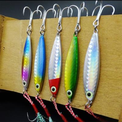 China Japanese 3D Laser Gold Stamping Metal Casting Artificial Vertical Lead Metal Fishing Lure Casting Lure Slow Casting for sale