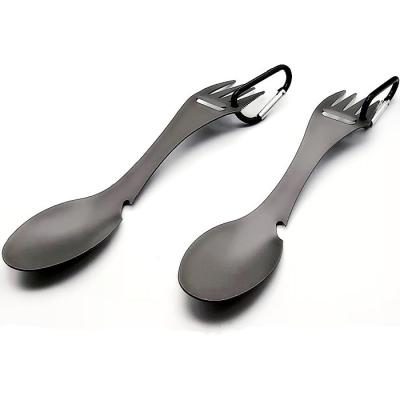 China Custom Titanium Dinnerware Set Cutlery Camping Picnic Cutlery Fork Spoon Titanium Knife for sale