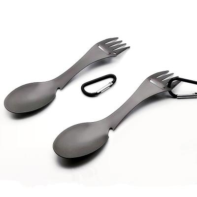 China Titanium Spork Spoon Fork Tableware Set Titanium Cutlery Indoor Outdoor Camping Knife for sale