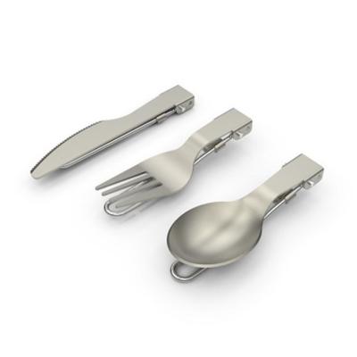 China Titanium Lightweight Outdoor Hiking Picnic Camping Backpacking Portable Titanium Folding Spork And Knife for sale