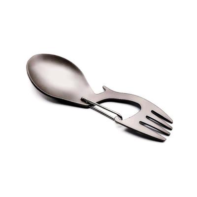 China Titanium Tableware Multitool Cutlery Flatware Utensil Fork Opener Spork Picnic Portable Multi Tool Spoon for sale