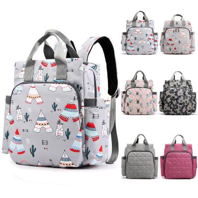 China Water Resistant Sulimation Printing Custom Logo Mom Diaper Bag Backpack Premium Oxford Casual Daypack for sale