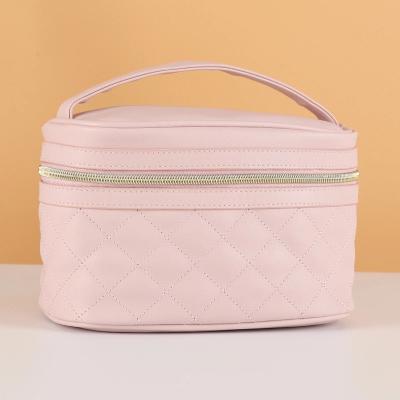 China High Quality Customized Logo Solid Color Pu Large Capacity Cosmetic Bag Fashion for sale