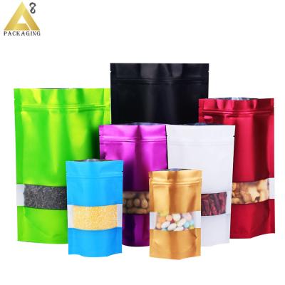 China Ccustom Recyclable Printing Stand Up Mylar Bags 3.5g 7g 14g 1Lb Smell Proof Mylar Pouch Bags With Clear Window And Ziplock for sale