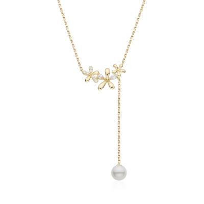 China FASHIONABLE Gold Plated Bronze Szesangsang Clover Bead Necklace In INS Style for sale