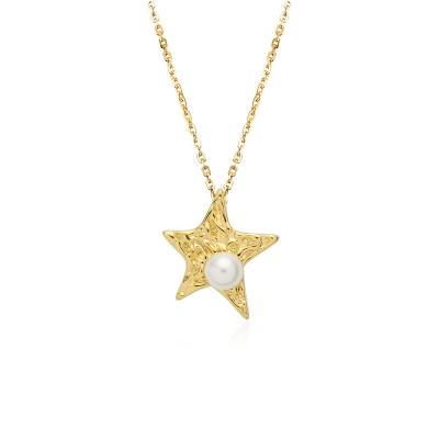 China FASHIONABLE Szesangsang Pearl Necklace Five Gold Plated Stars in Europe and the United States A High-End Niche Stats Design Fashion Necklace for sale