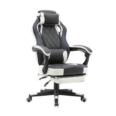 China Adjustable (height) Wholesale cheap oem home racing style adjustable swivel white gaming chair kursi gaming with footrest for sale