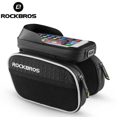 China Wholesale 6.0 Inch Quick Release Design ROCKBROS High Touch Screen Bicycle Reflective Front Frame Tube Phone Bag for sale