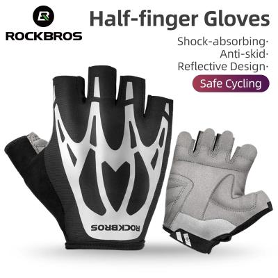 China ROCKBROS Breathable Half Finger Reflective Cycling Gloves Summer Fitness Women Men Outdoor Sport Bicycle Gloves for sale